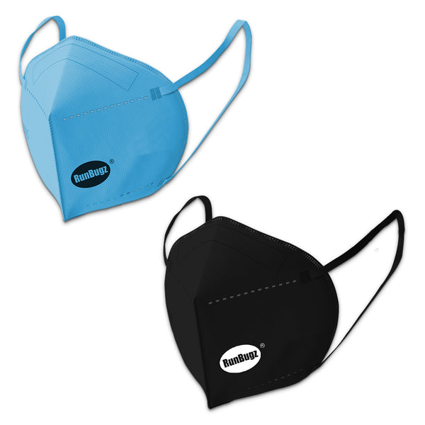 RunBugz N-95 Face Mask Set for Boys (1 Dark Blue + 1 Light Blue)