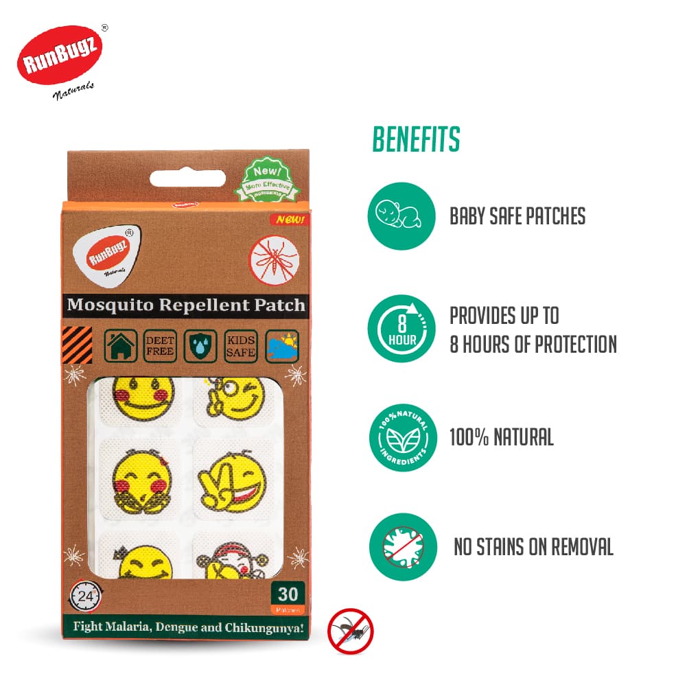 Mosquito Repellent Patches, Emoji Printed, 30 patches