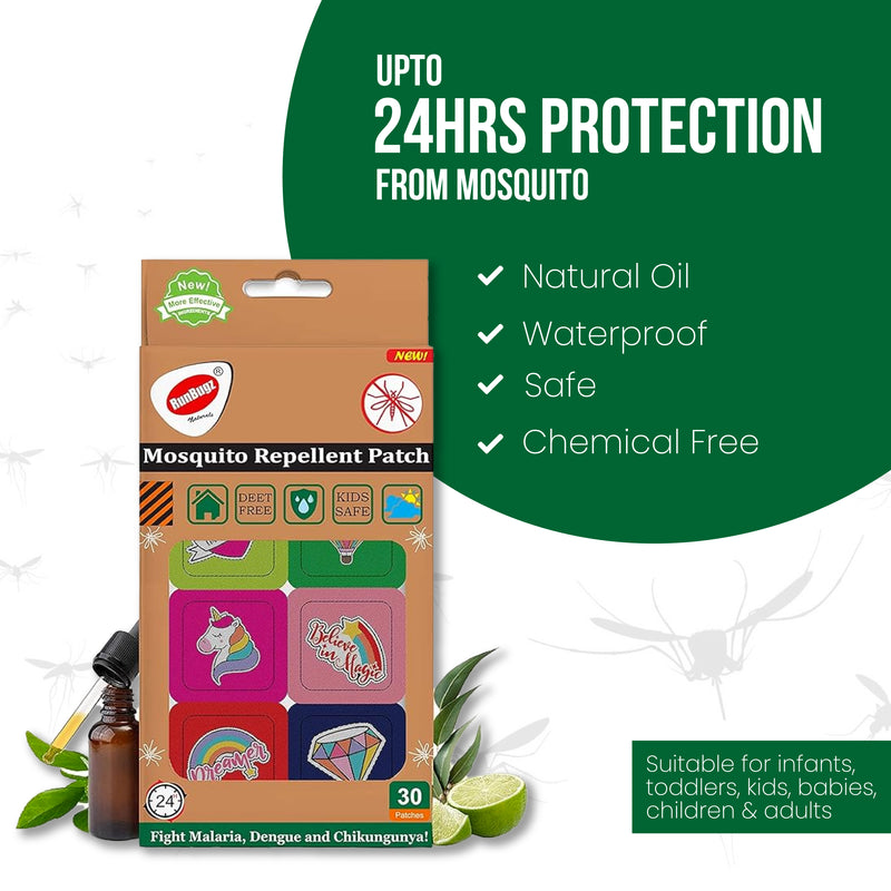 Mosquito Repellent Printed Patches - 30 Patches Per Pack