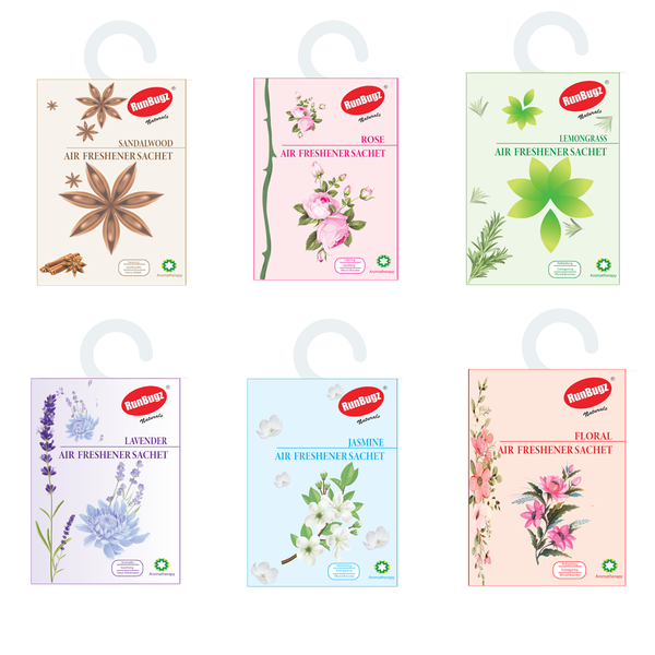 Runbugz Air Freshener Sachets for Cupboards, Cabinets & Small Areas - Pack of 6