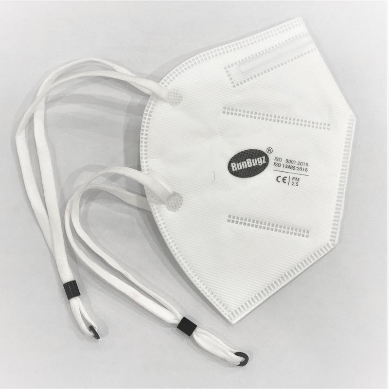 RunBugz White N-95 Headloop Mask With 5 Layer Protection (Pack of 1)